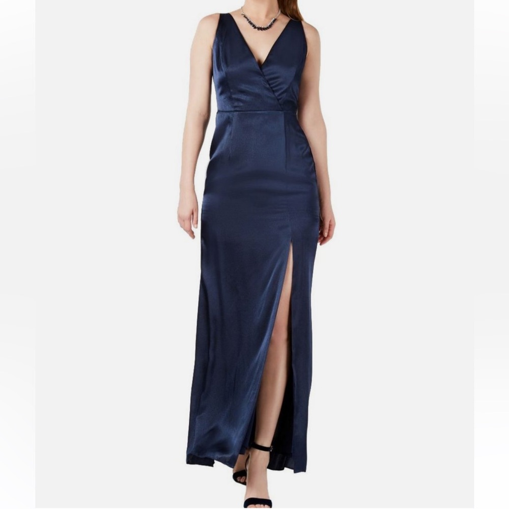 Adrianna Papell Midnight Hammered Satin Dress - size 12